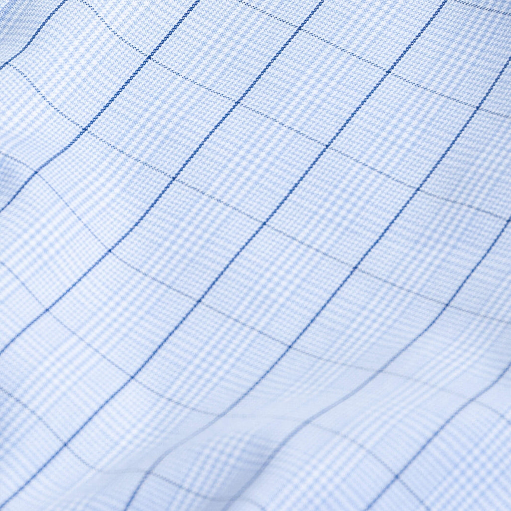 The Blue Lanvale Windowpane Custom Shirt Custom Dress Shirt- Ledbury