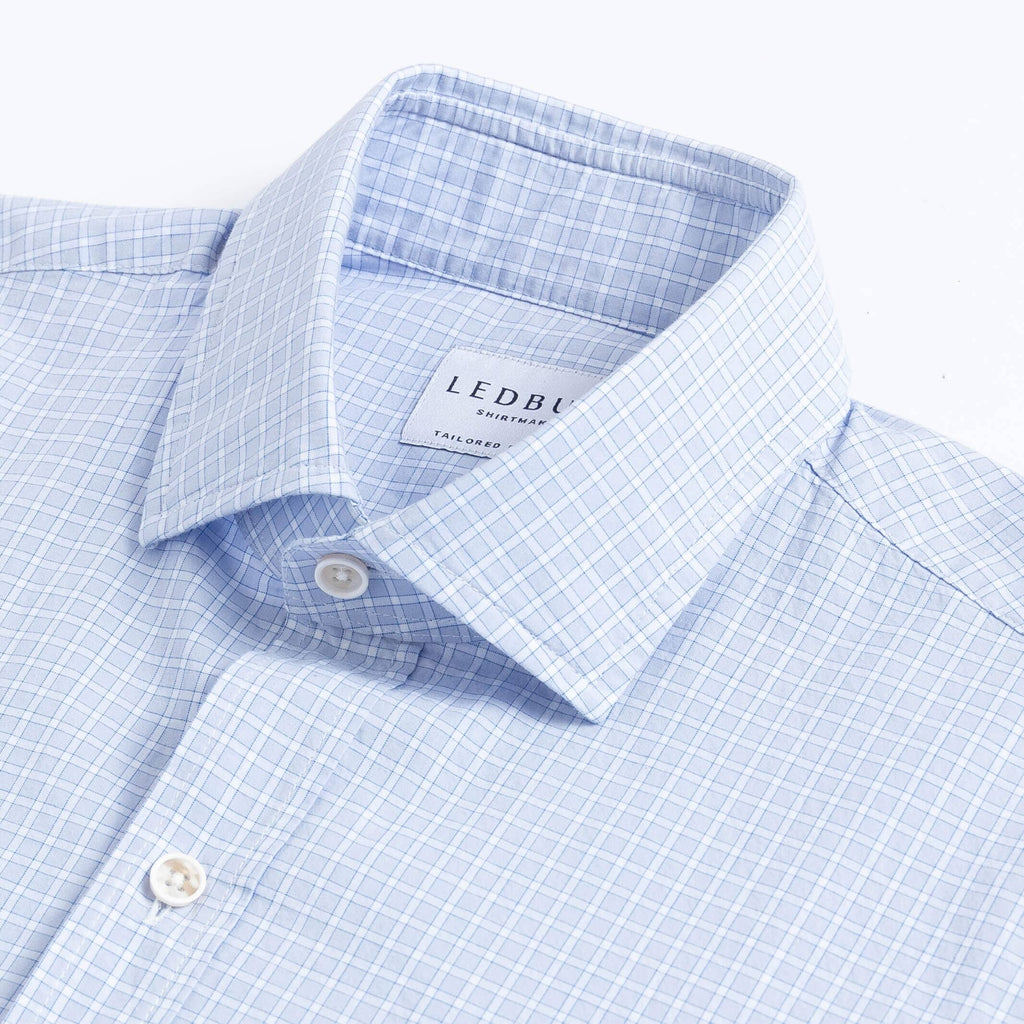 The Light Blue Larimore Windowpane Soft Shirt Dress Shirt- Ledbury