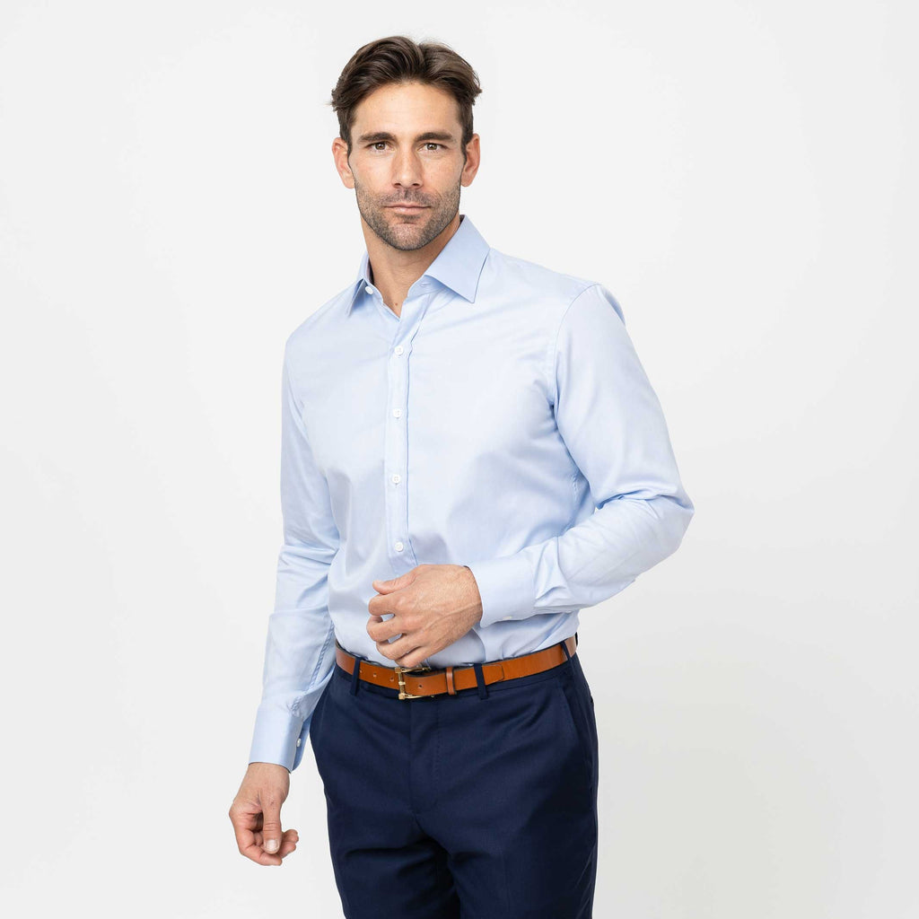 The Light Blue Stewart Twill Custom Shirt Custom Casual Shirt- Ledbury