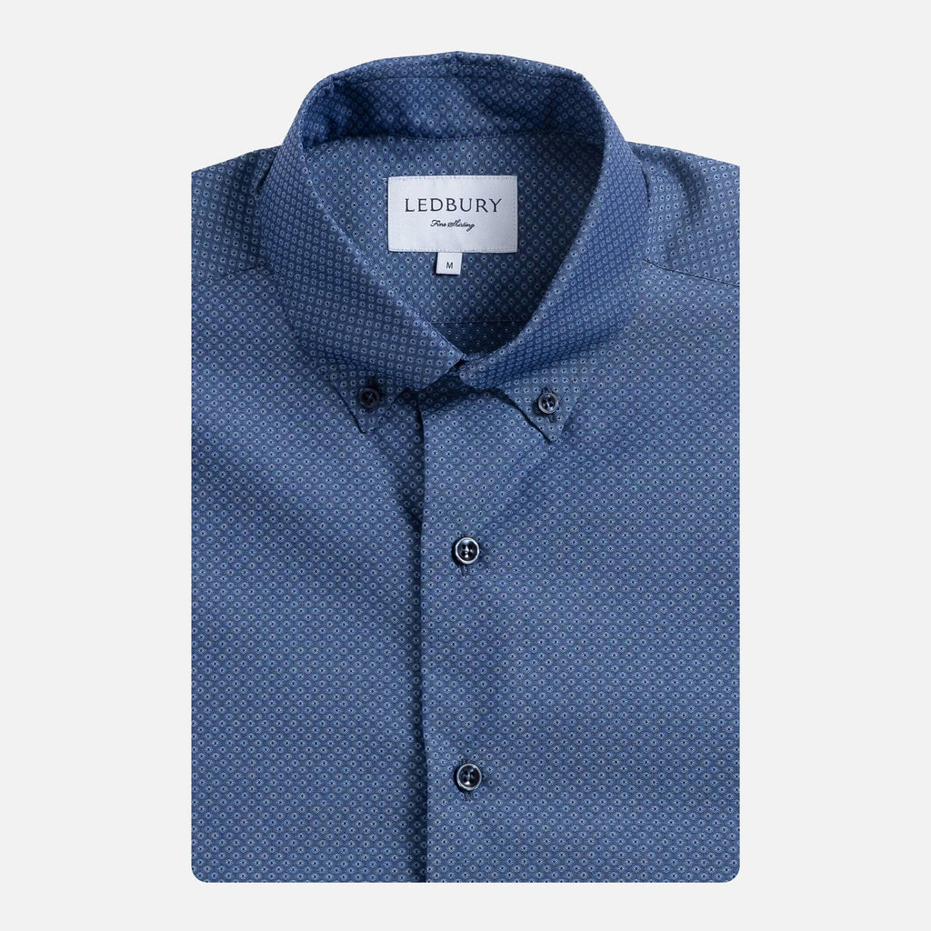 The Medium Blue Stanley Print Custom Shirt Custom Casual Shirt- Ledbury