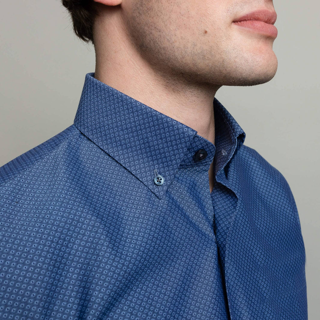 The Medium Blue Stanley Print Custom Shirt Custom Casual Shirt- Ledbury