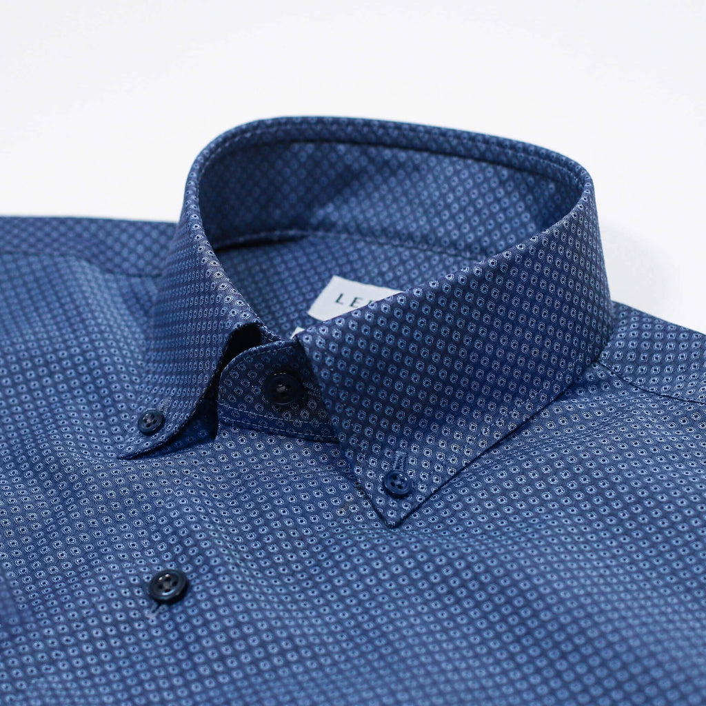 The Medium Blue Stanley Print Custom Shirt Custom Casual Shirt- Ledbury
