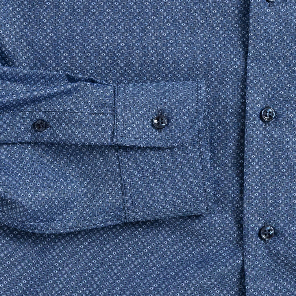 The Medium Blue Stanley Print Custom Shirt Custom Casual Shirt- Ledbury