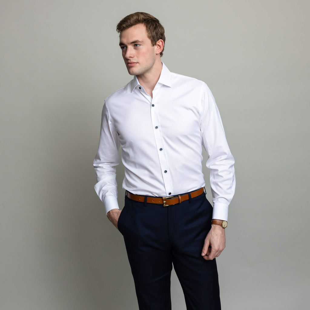 The White Milton Twill Dress Shirt Dress Shirt- Ledbury