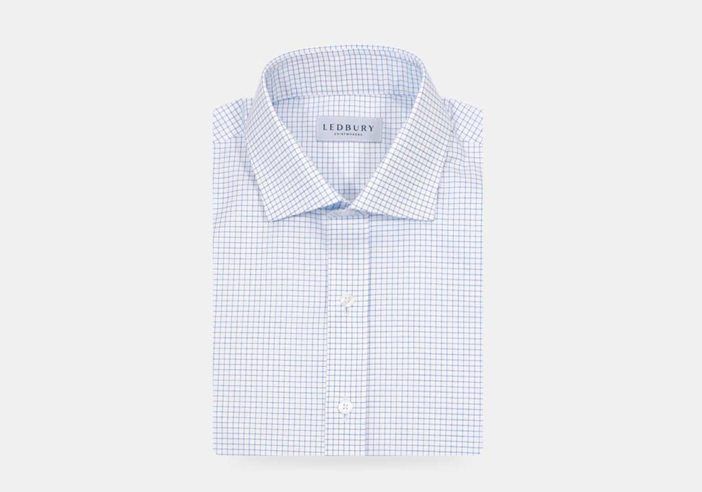 The Light Blue Monty Check Custom Shirt Custom Dress Shirt- Ledbury