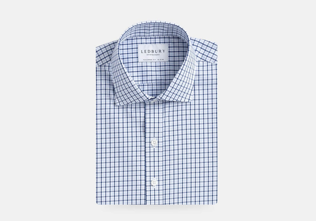 The Navy Ferris Non Iron Check Dress Shirt Dress Shirt- Ledbury