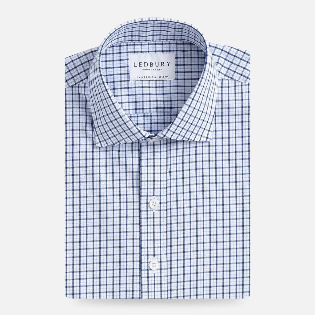 The Navy Ferris Non Iron Check Dress Shirt Dress Shirt- Ledbury