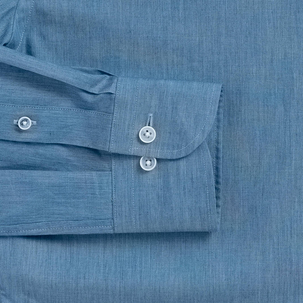 The Washed Indigo Nelson Chambray Custom Shirt Custom Dress Shirt- Ledbury