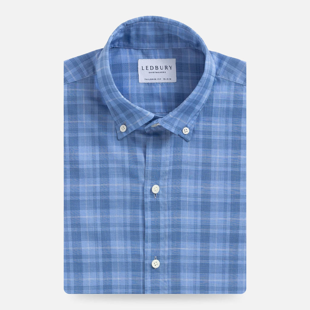 The Albini Cornflower Nottoway Chambray Plaid Casual Shirt Casual Shirt- Ledbury