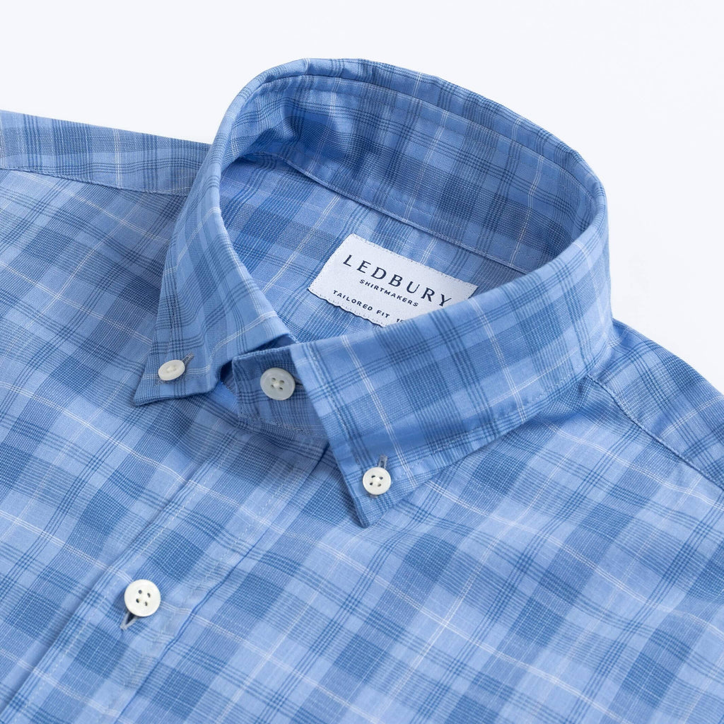 The Albini Cornflower Nottoway Chambray Plaid Casual Shirt Casual Shirt- Ledbury