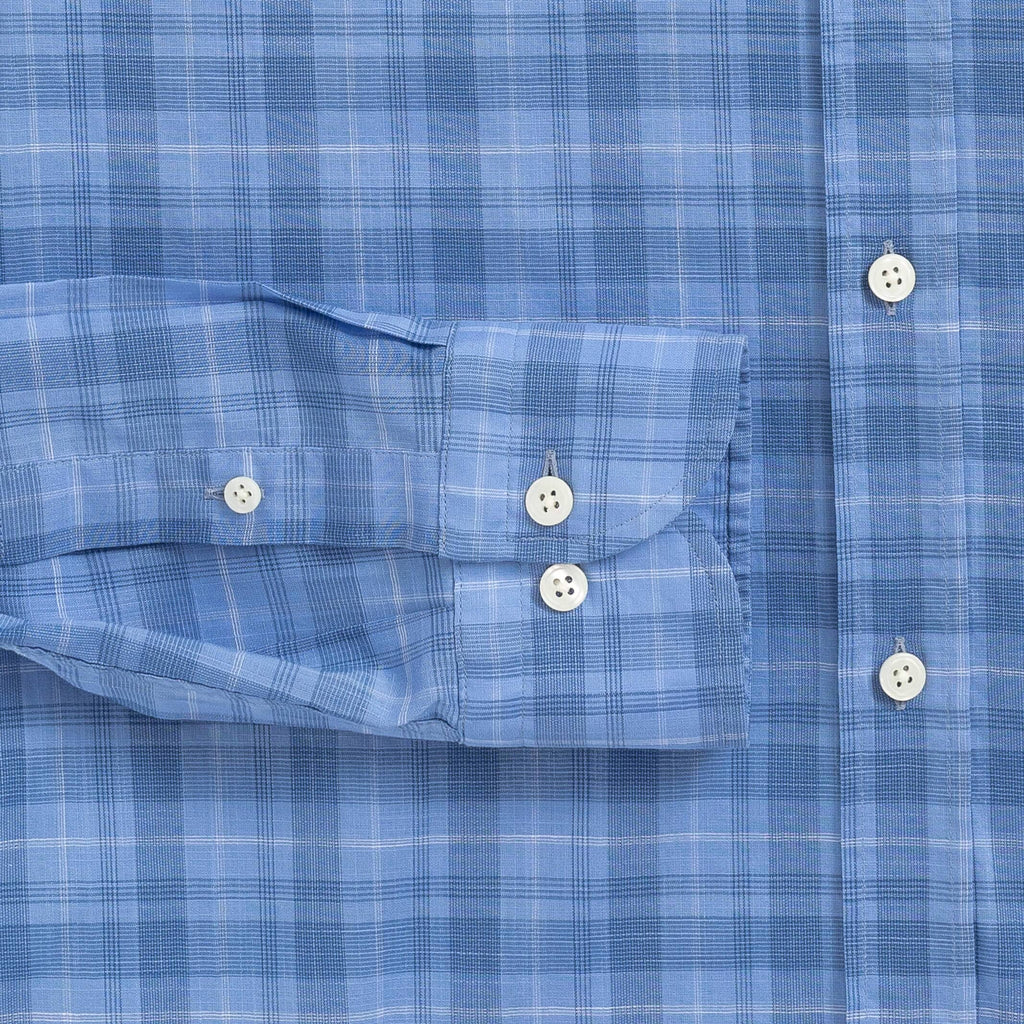 The Albini Cornflower Nottoway Chambray Plaid Casual Shirt Casual Shirt- Ledbury