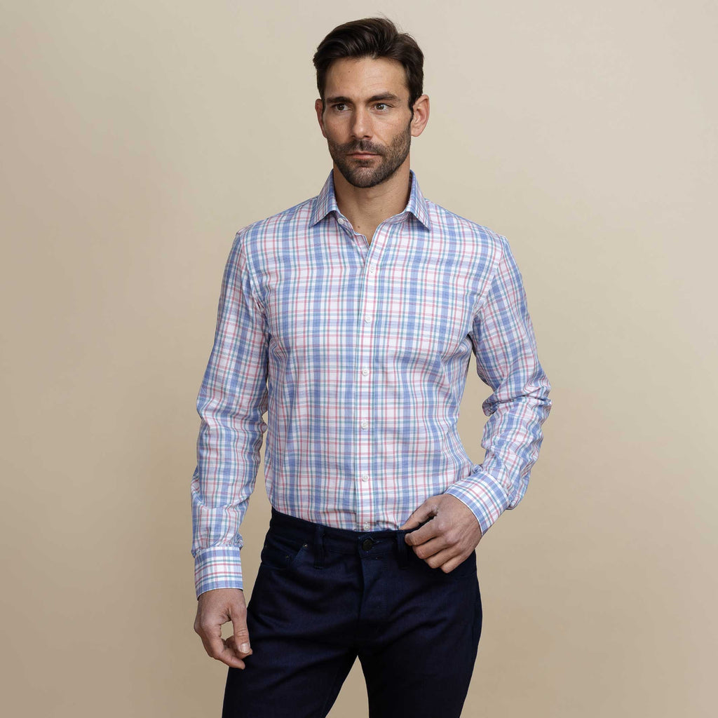The Rhubarb Paddington Check Custom Shirt Custom Dress Shirt- Ledbury