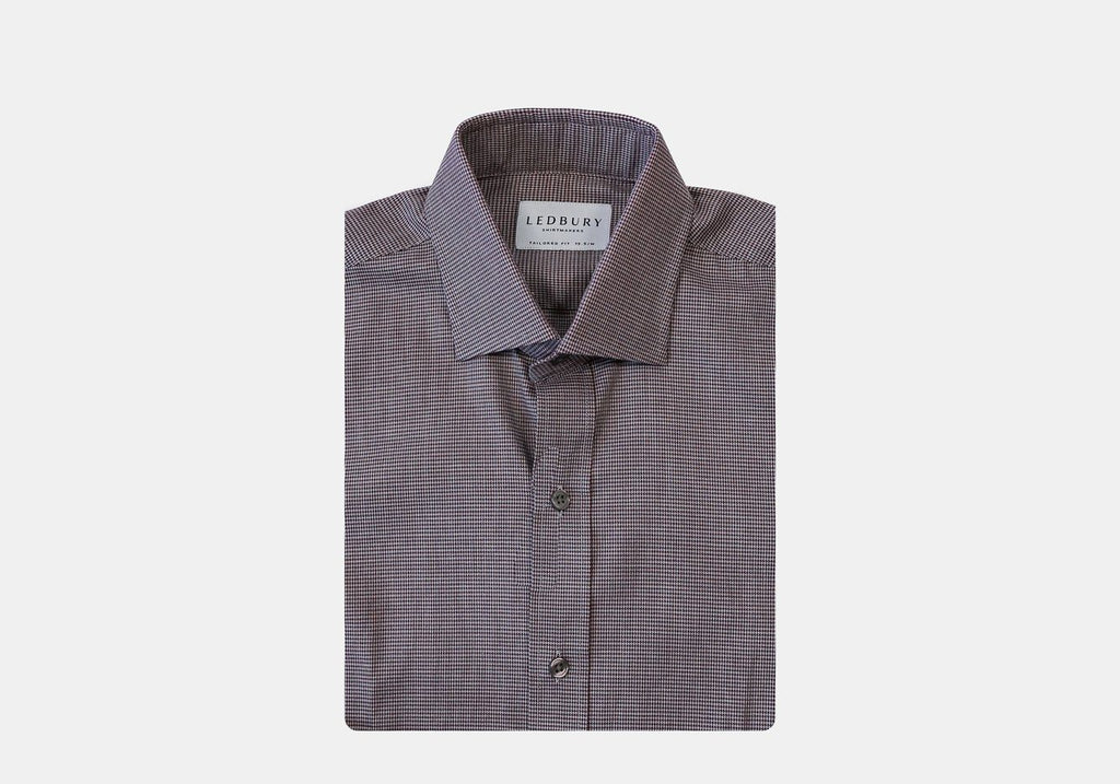 The Burgundy Pinecrest Houndstooth Dress Shirt Dress Shirt- Ledbury