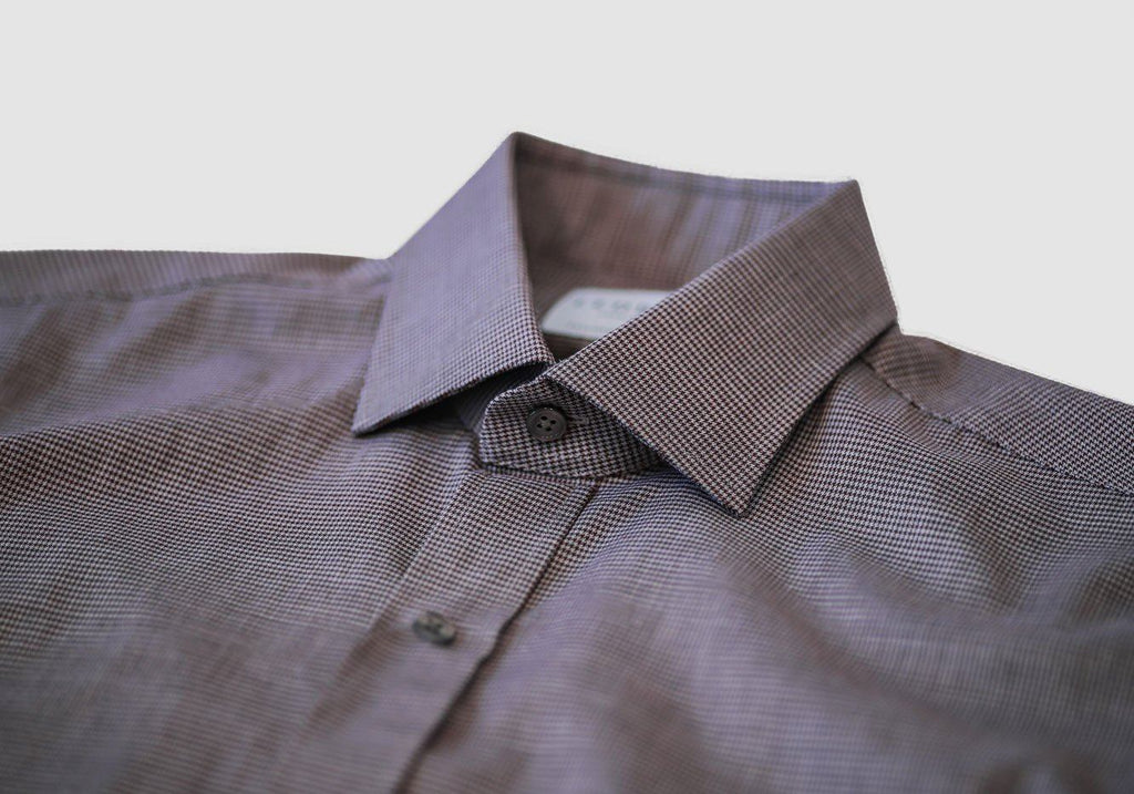 The Burgundy Pinecrest Houndstooth Dress Shirt Dress Shirt- Ledbury