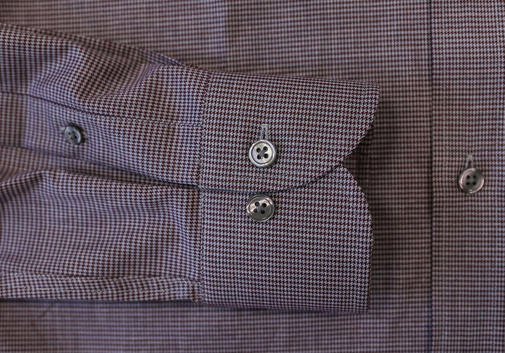 The Burgundy Pinecrest Houndstooth Dress Shirt Dress Shirt- Ledbury