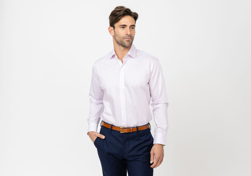 The Pink Windale Check Dress Shirt Dress Shirt- Ledbury