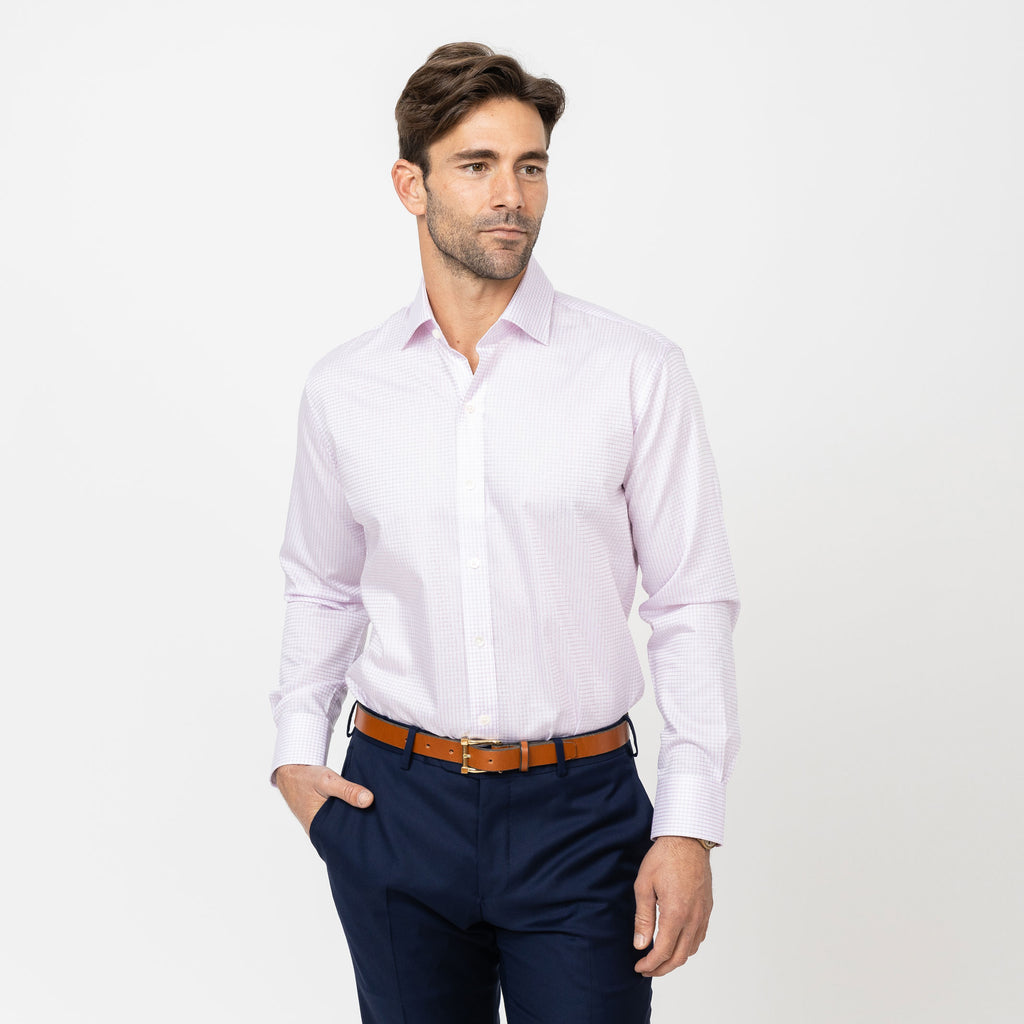 The Pink Windale Check Dress Shirt Dress Shirt- Ledbury