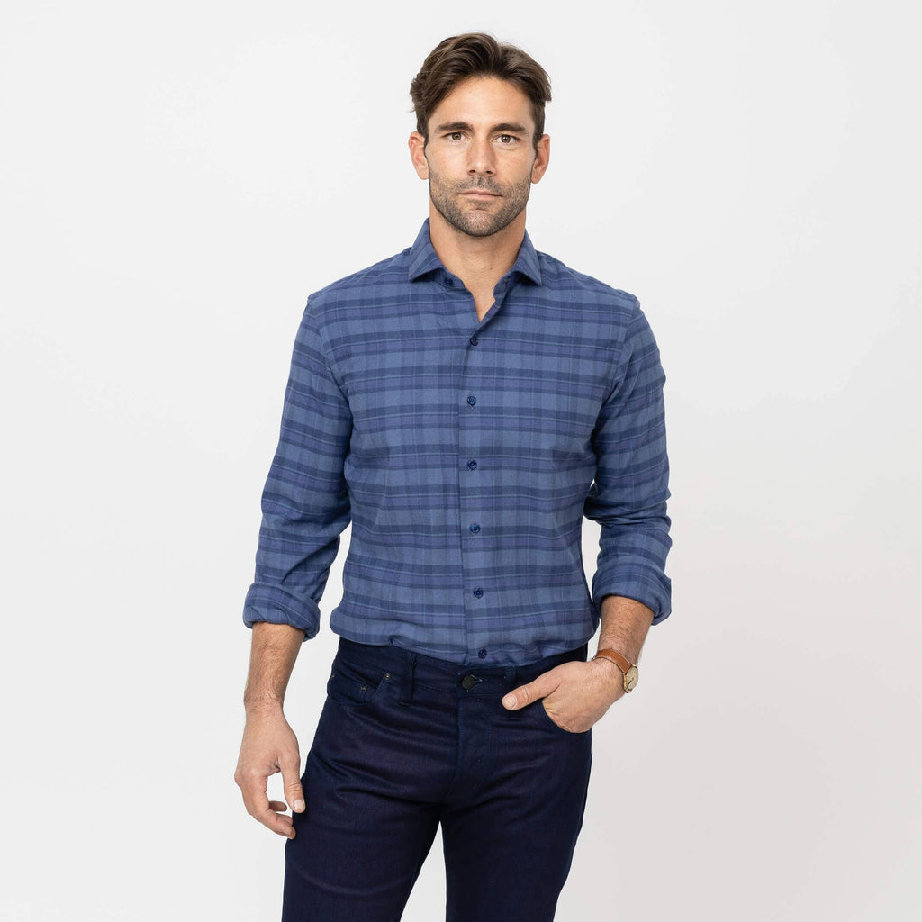 The Plum Thatcher Brushed Twill Custom Shirt Custom Casual Shirt- Ledbury