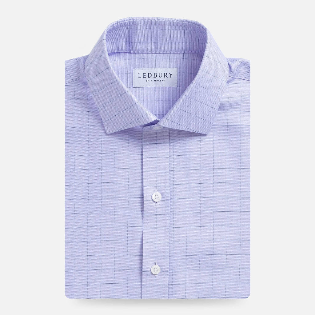 The Lavender Powell Windowpane Royal Oxford Custom Shirt Custom Dress Shirt- Ledbury