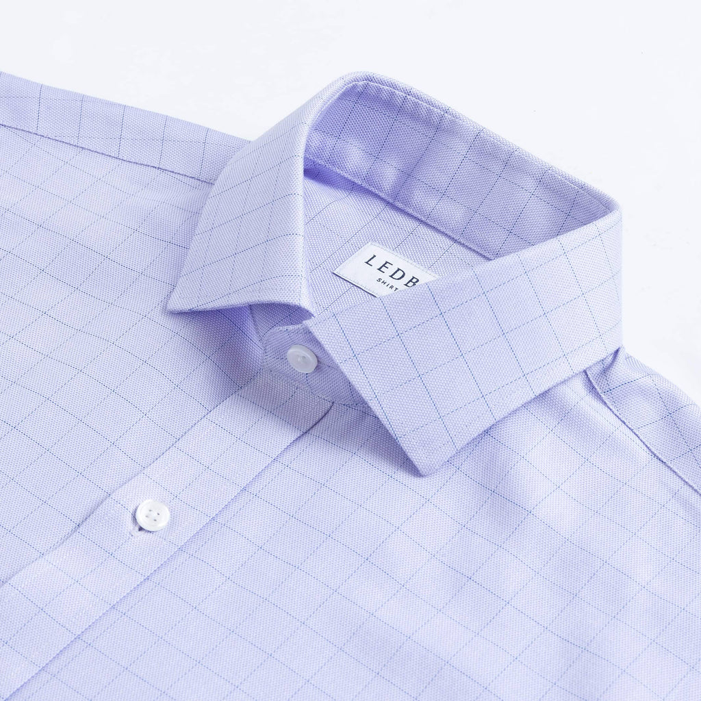 The Lavender Powell Windowpane Royal Oxford Custom Shirt Custom Dress Shirt- Ledbury