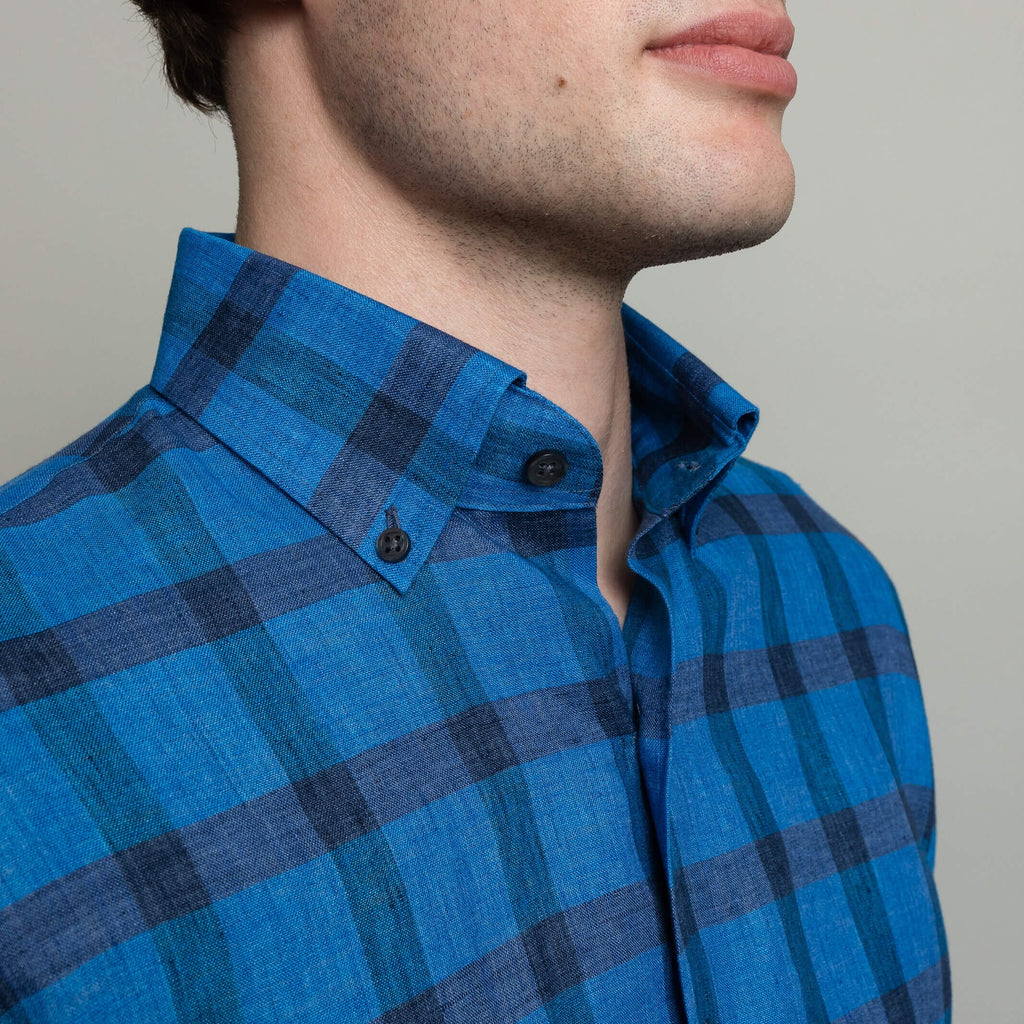 The Saphire Reardon Linen Check Custom Shirt Custom Casual Shirt- Ledbury