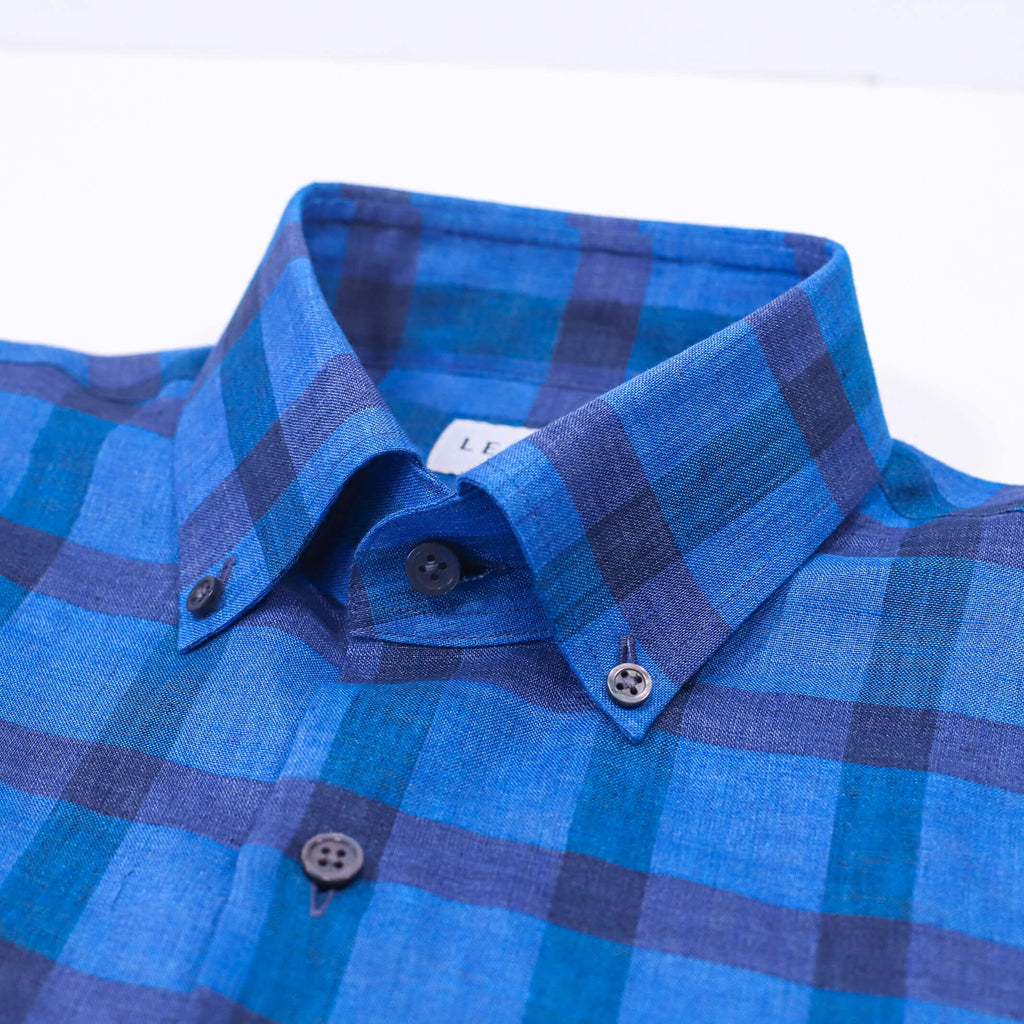 The Sapphire Reardon Linen Check Custom Shirt Custom Casual Shirt- Ledbury