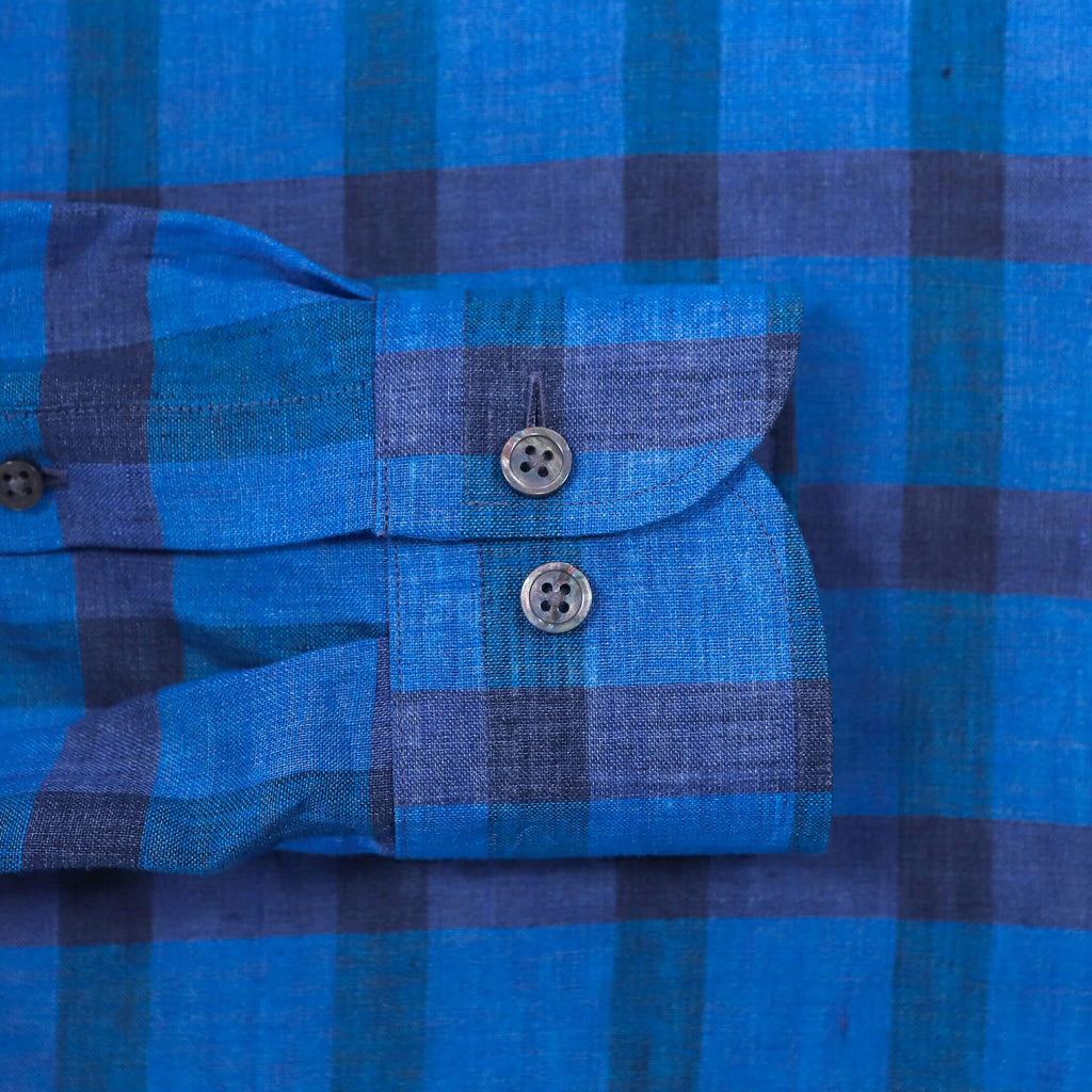 The Sapphire Reardon Linen Check Custom Shirt Custom Casual Shirt- Ledbury