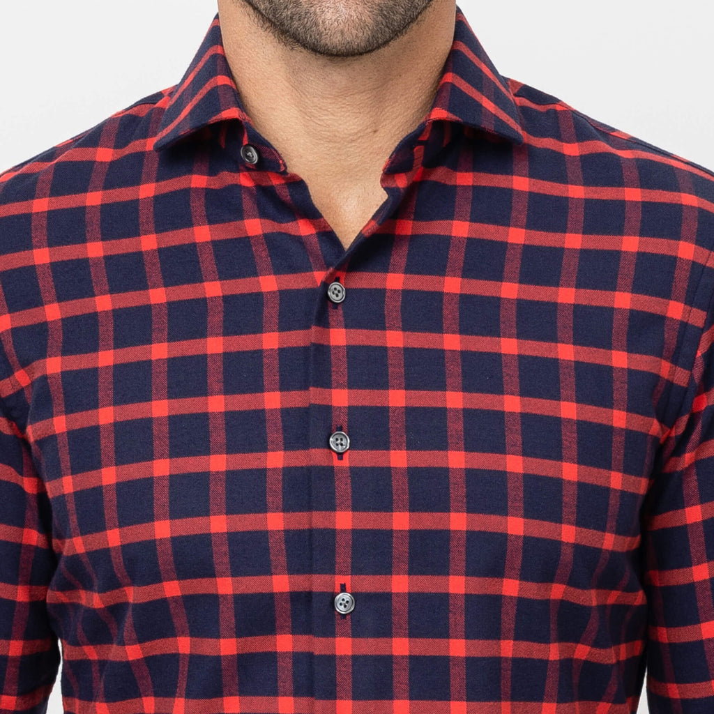 The Red Norwich Brushed Twill Custom Shirt Custom Casual Shirt- Ledbury