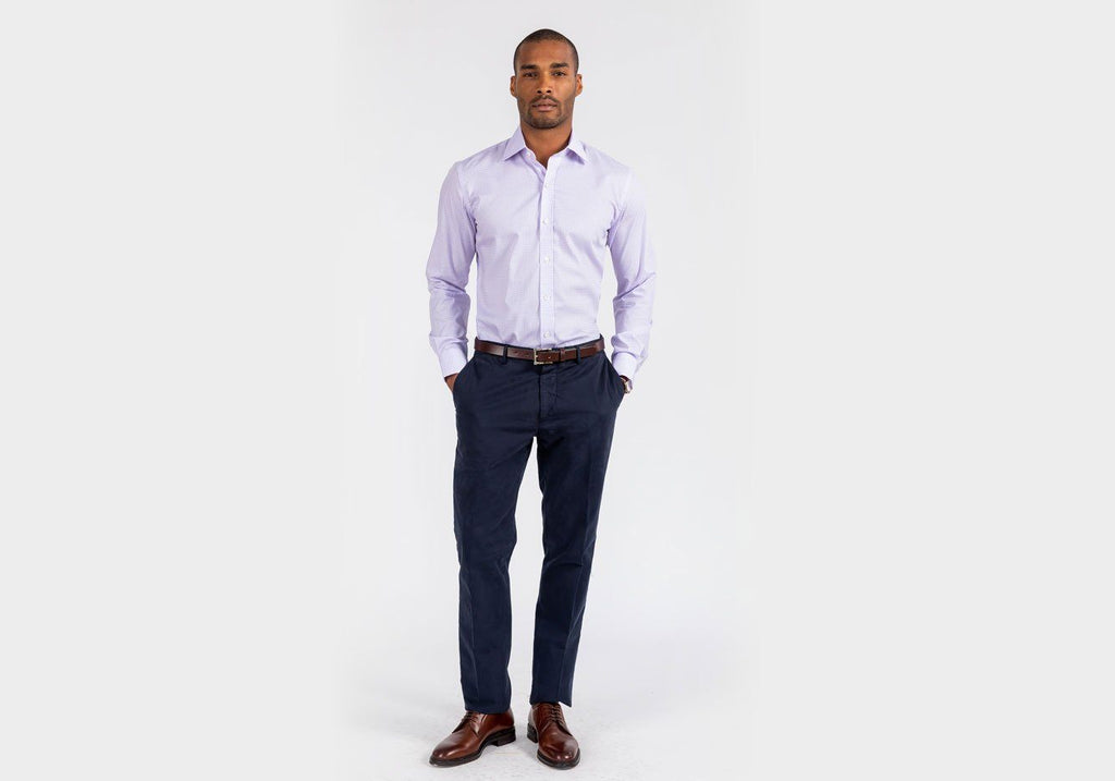The Lavender Reed Check Dress Shirt Dress Shirt- Ledbury