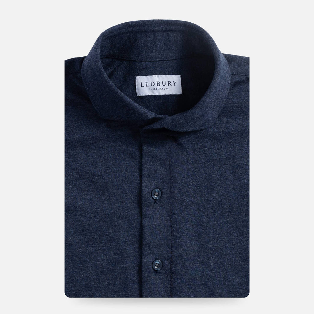 The Navy Heather Renton Brushed Jersey Custom Shirt Custom Casual Shirt- Ledbury