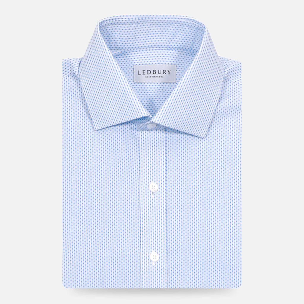 The Light Blue Richlee Dobby Dot Custom Shirt Custom Dress Shirt- Ledbury