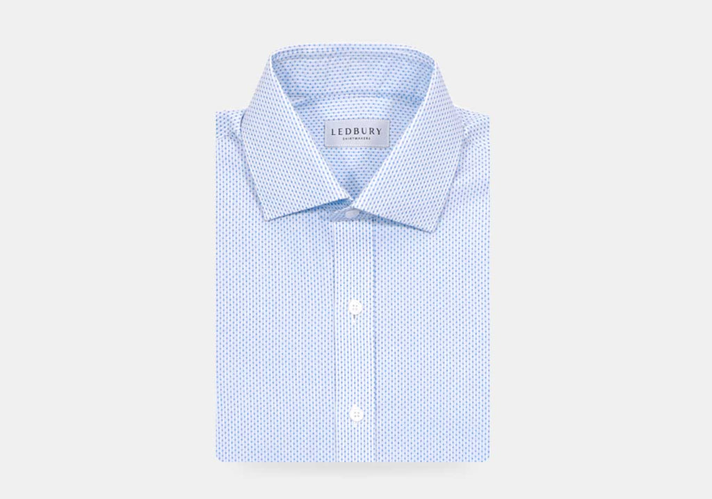 The Light Blue Richlee Dobby Dot Custom Shirt Custom Dress Shirt- Ledbury