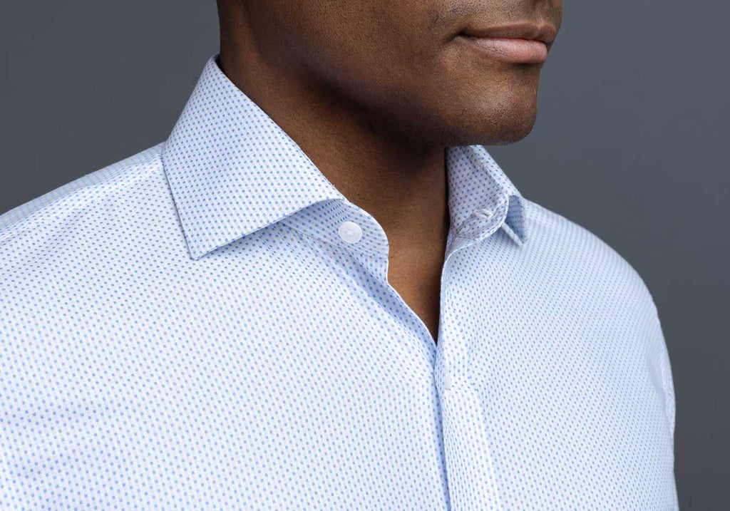 The Light Blue Richlee Dobby Dot Custom Shirt Custom Dress Shirt- Ledbury