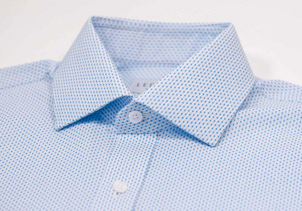 The Light Blue Richlee Dobby Dot Custom Shirt Custom Dress Shirt- Ledbury