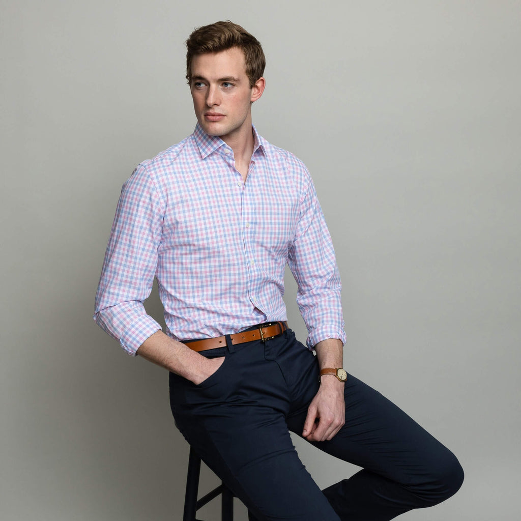 The Pink Rollins Plaid Dress Shirt Dress Shirt- Ledbury