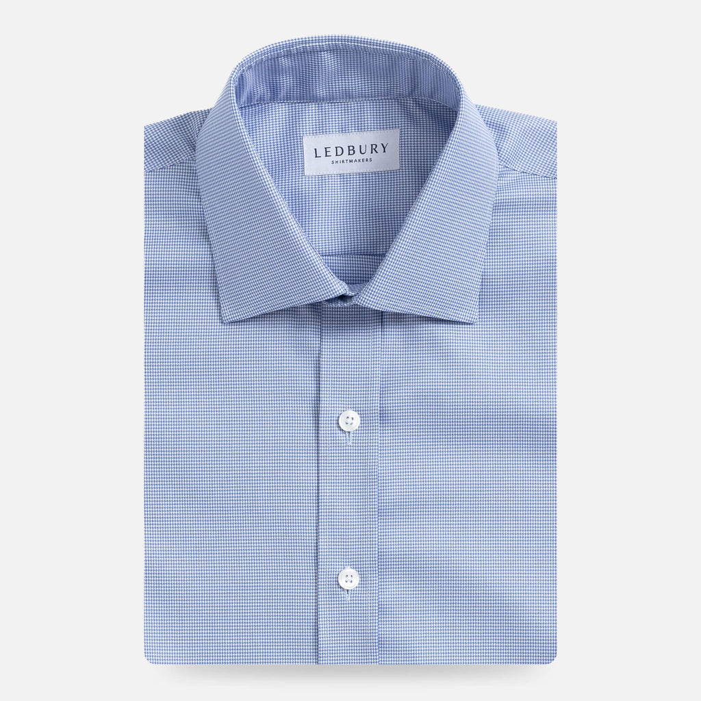 The Deep Blue Rourke Non Iron Houndstooth Custom Shirt with Pocket Custom Shirt- Ledbury