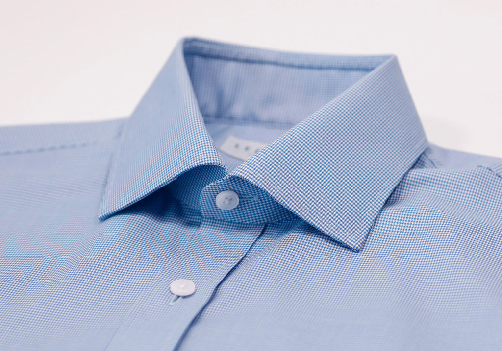 The Deep Blue Rourke Non Iron Houndstooth Custom Shirt with Pocket Custom Shirt- Ledbury