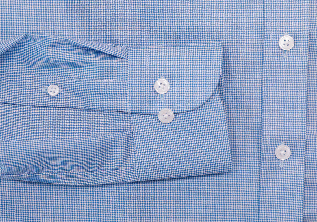 The Deep Blue Rourke Non Iron Houndstooth Custom Shirt with Pocket Custom Shirt- Ledbury