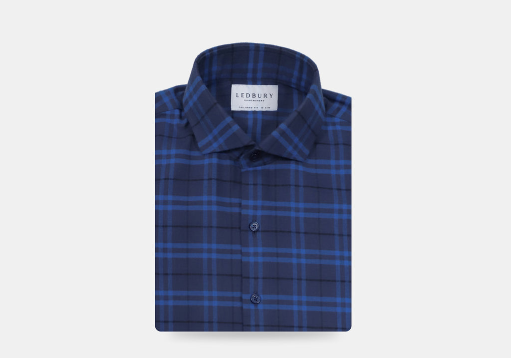 The Royal Blue Allard Brushed Twill Custom Shirt Custom Casual Shirt- Ledbury