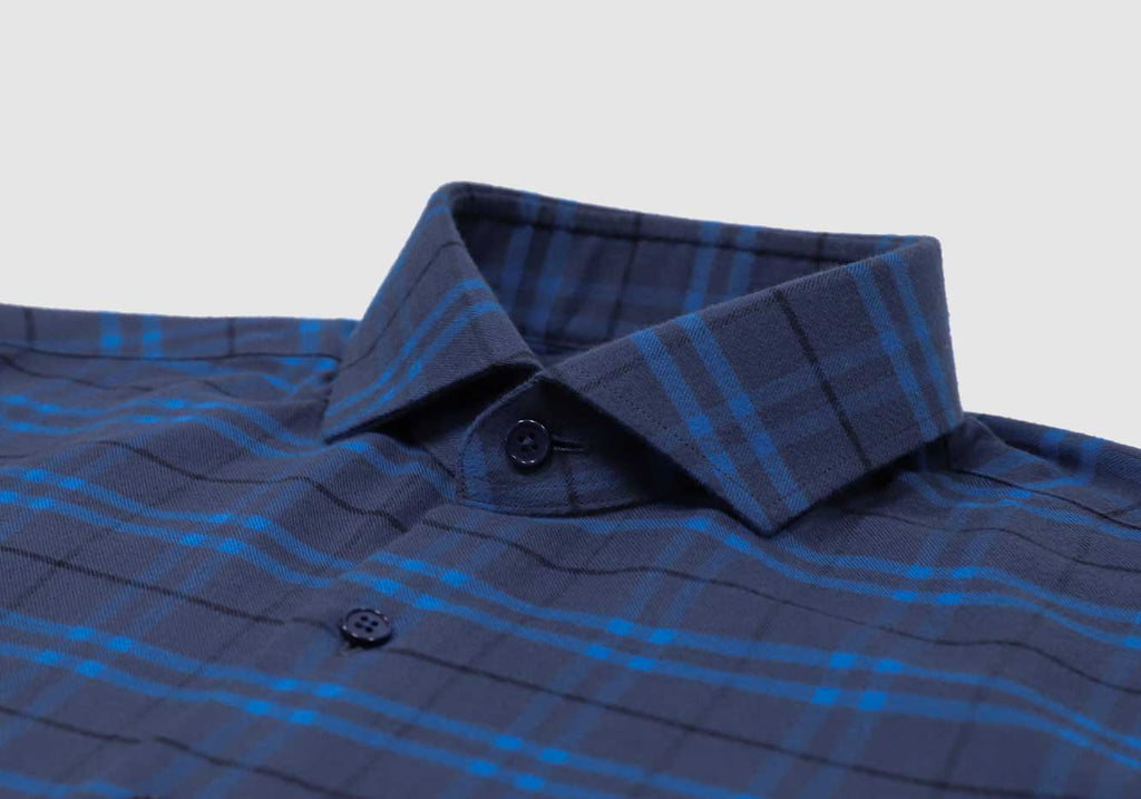 The Royal Blue Allard Brushed Twill Custom Shirt Custom Casual Shirt- Ledbury