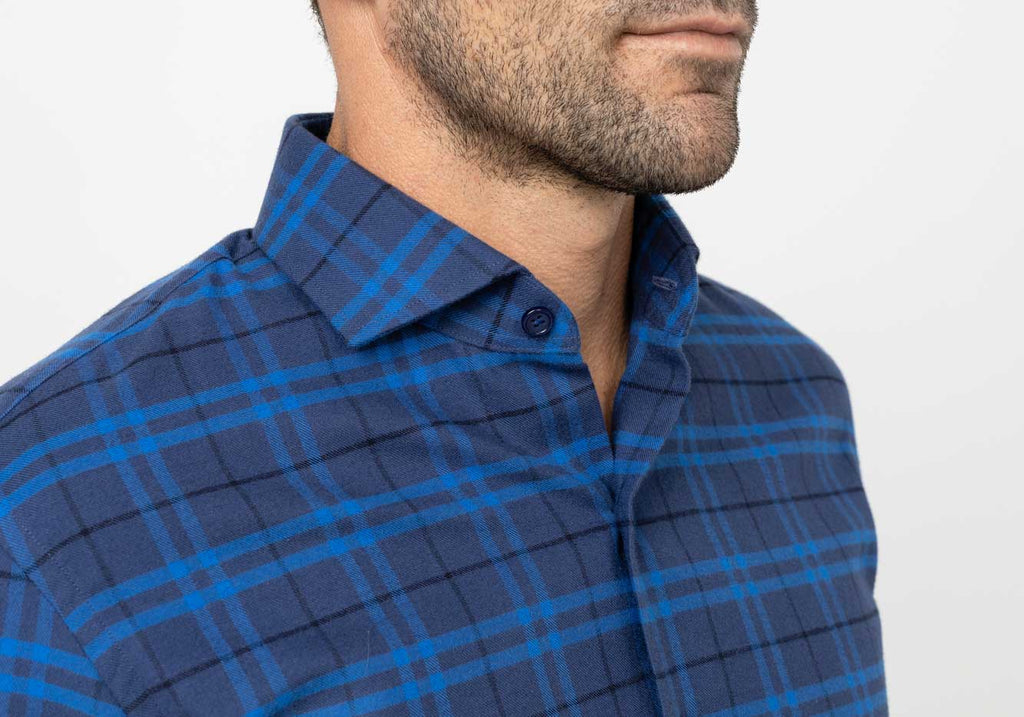 The Royal Blue Allard Brushed Twill Custom Shirt Custom Casual Shirt- Ledbury