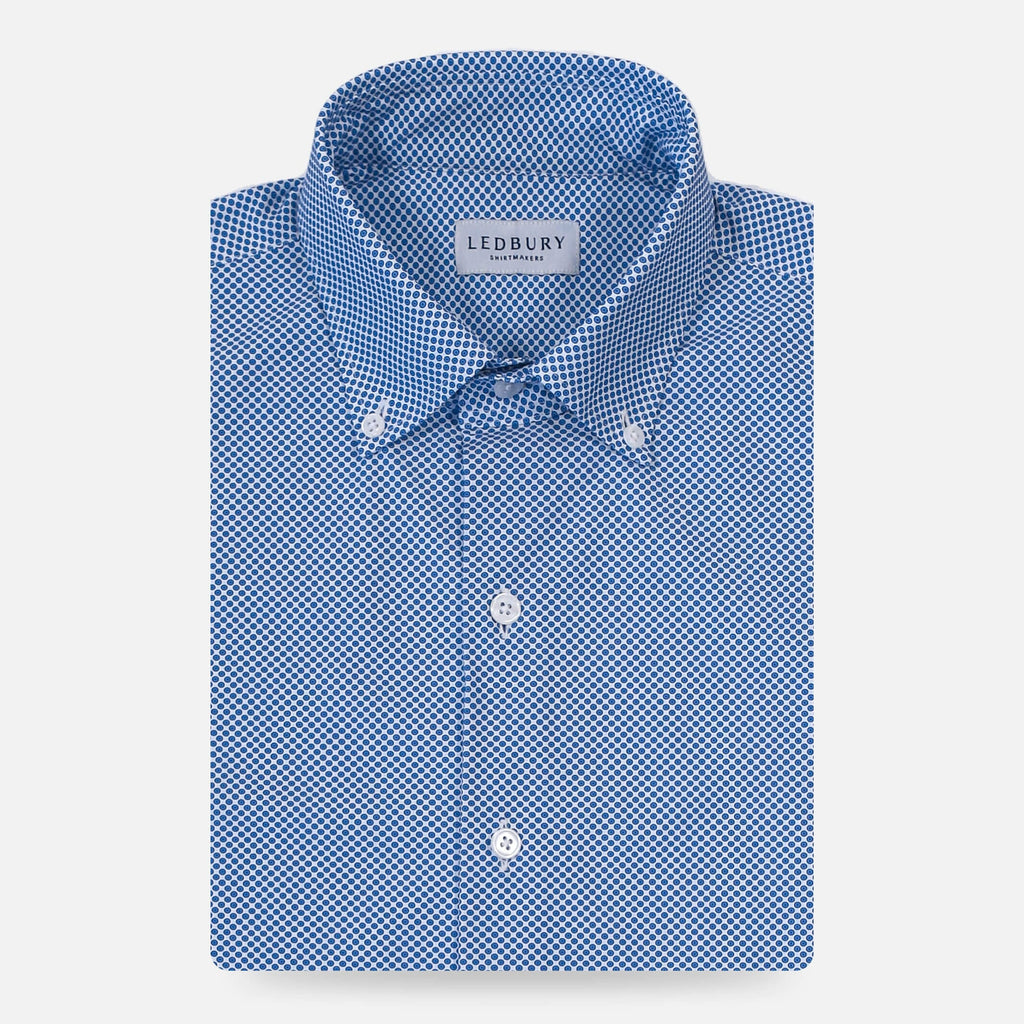 The Cerulean Short Sleeve Rutherford Performance Dot Casual Shirt Short Sleeve- Ledbury