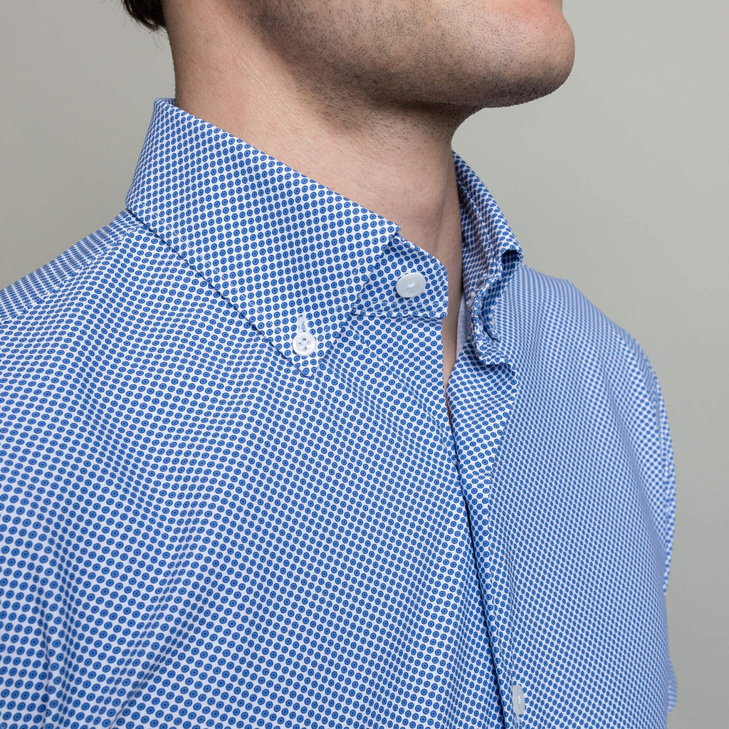 The Cerulean Short Sleeve Rutherford Performance Dot Casual Shirt Short Sleeve- Ledbury