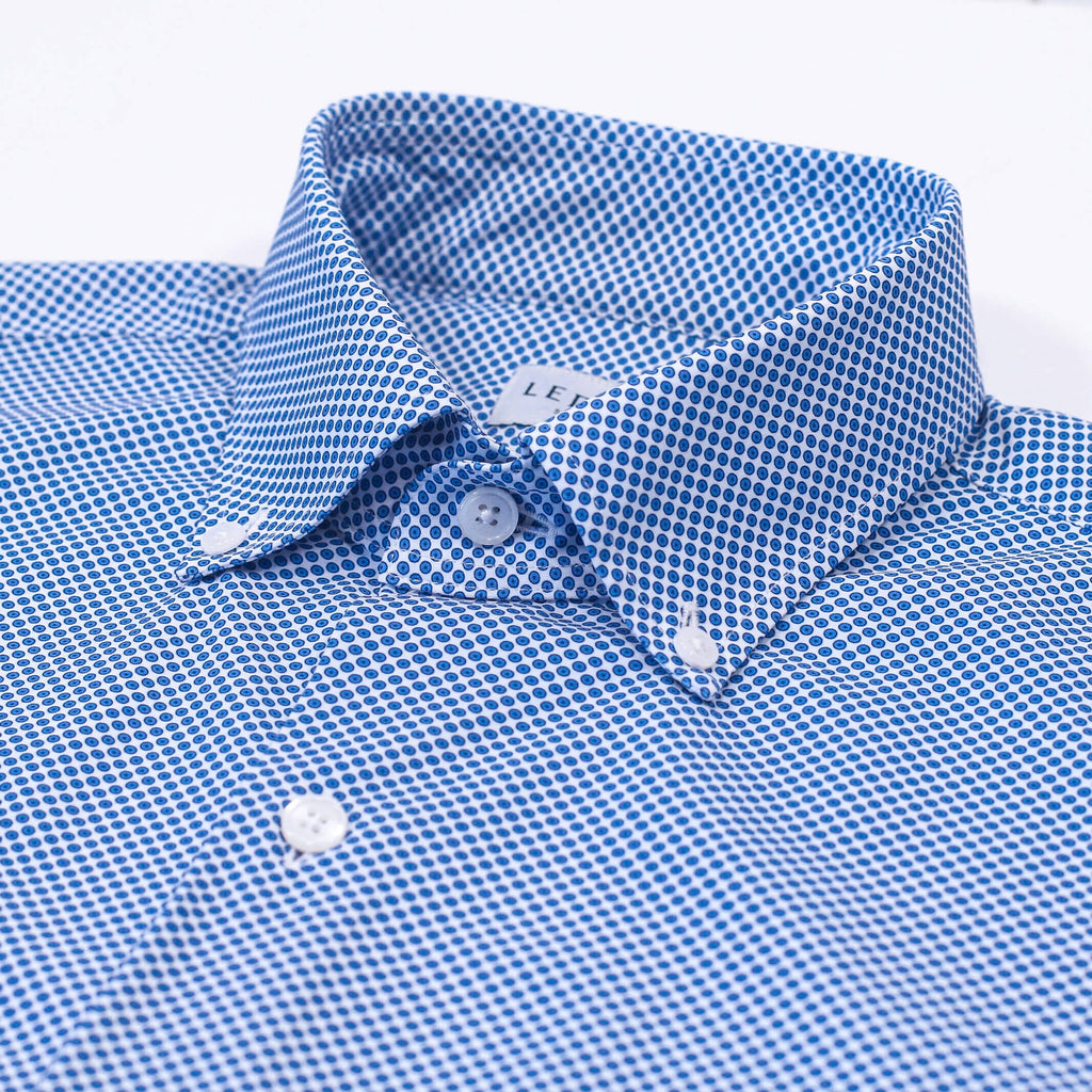The Cerulean Short Sleeve Rutherford Performance Dot Casual Shirt Short Sleeve- Ledbury