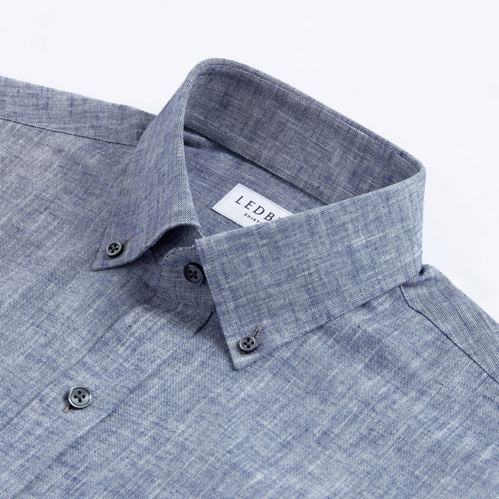 The Navy Blue Sandoval Oxford Chambray Custom Shirt Custom Casual Shirt- Ledbury