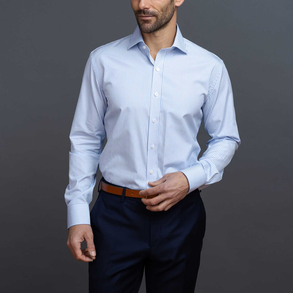 The Light Blue Settle Stripe Custom Shirt Custom Dress Shirt- Ledbury