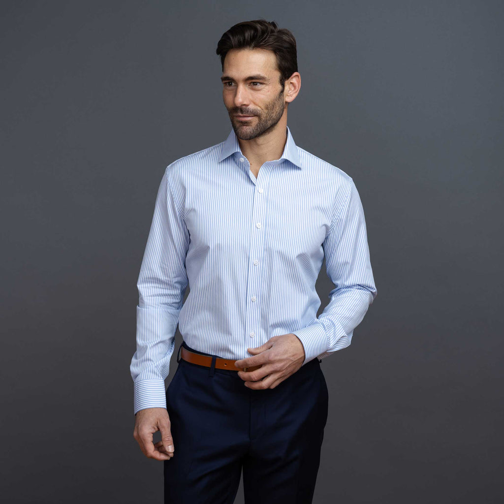 The Light Blue Settle Stripe Custom Shirt Custom Dress Shirt- Ledbury