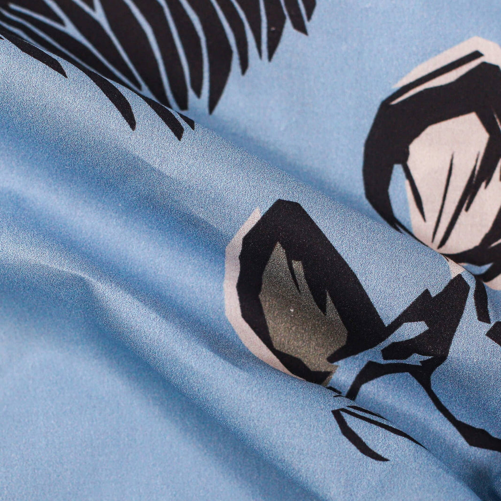 The Light Blue Short Sleeve Bloom Print Casual Shirt Short Sleeve- Ledbury