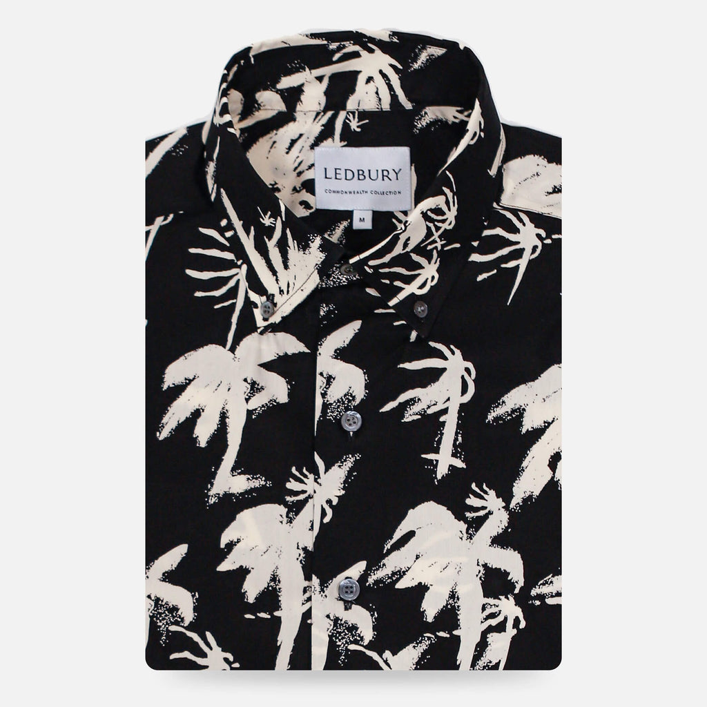The Charcoal Short Sleeve Parkman Print Casual Shirt Short Sleeve- Ledbury