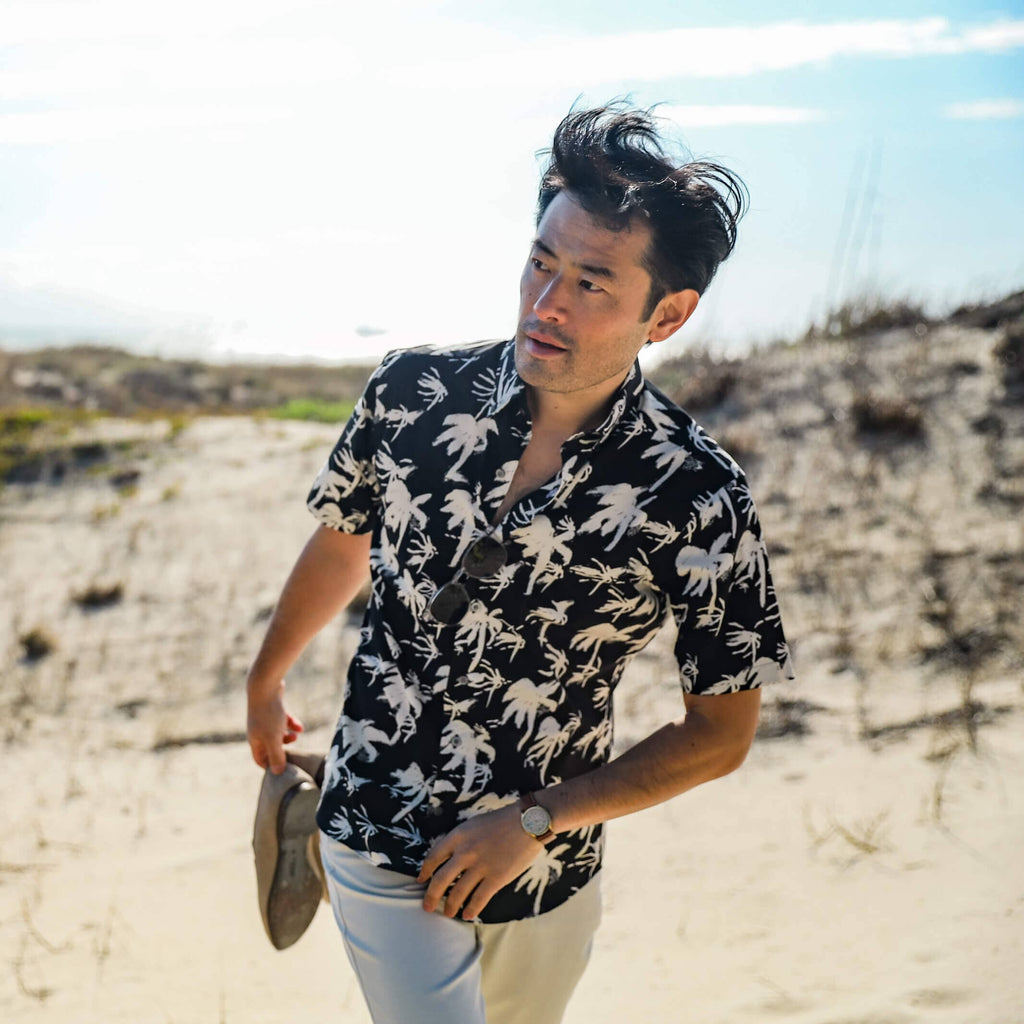 The Charcoal Short Sleeve Parkman Print Casual Shirt Short Sleeve- Ledbury